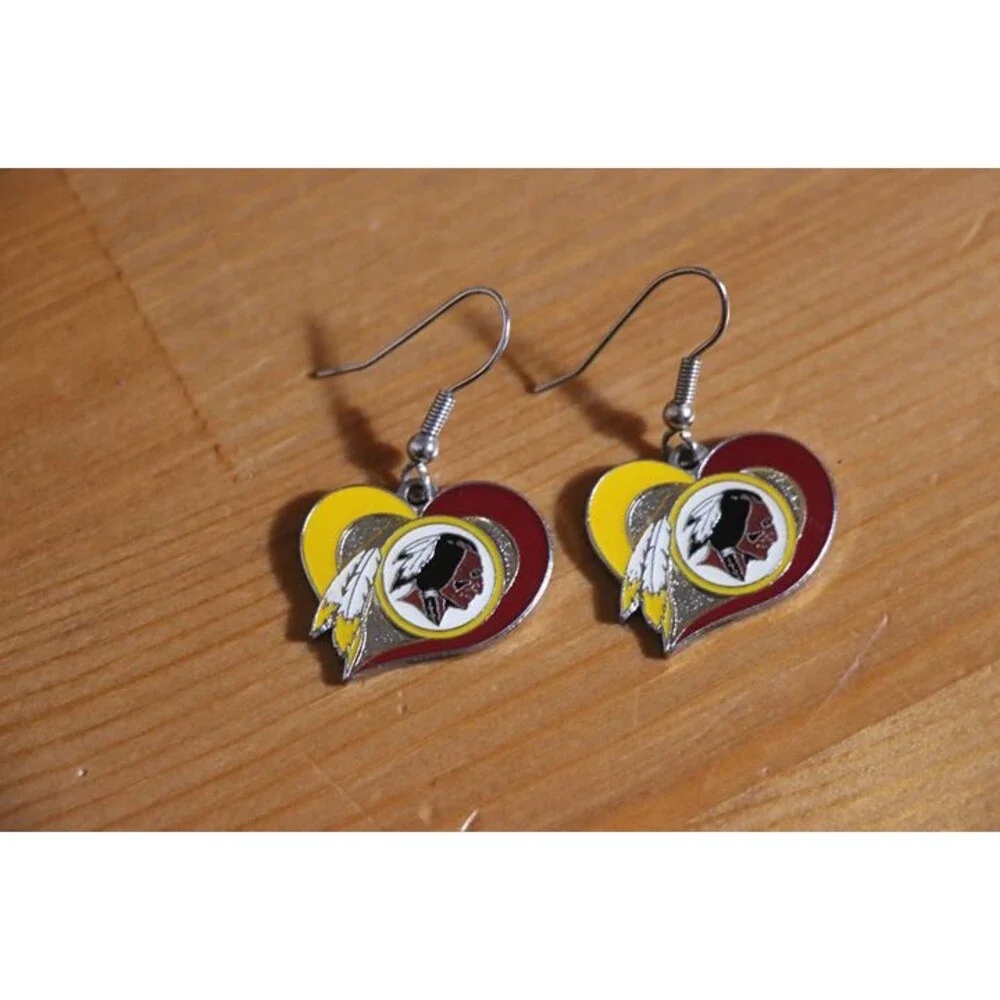 Vintage Washington Redskins Swirl Heart Dangle Earrings NFL